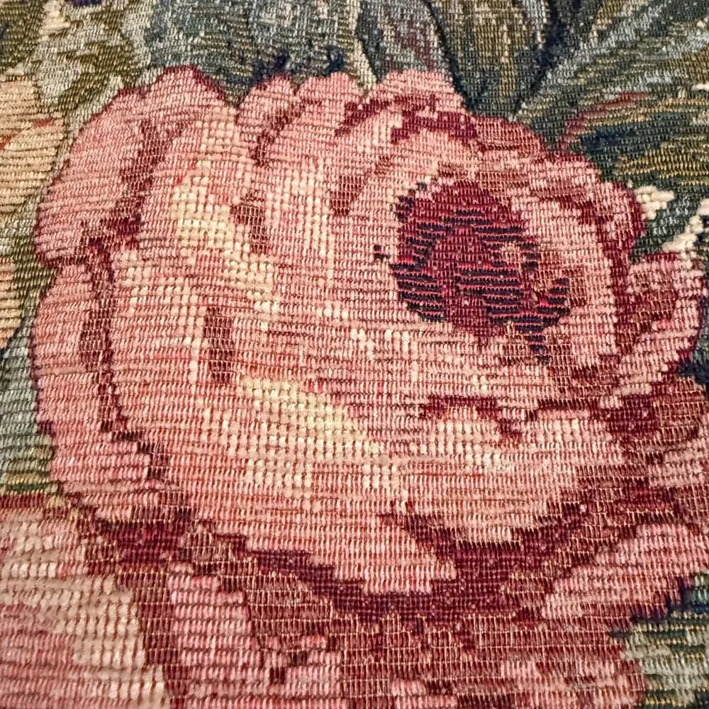 Vintage Renaissance Woven Arts Victorian Floral Tapestry Wall Hanging France